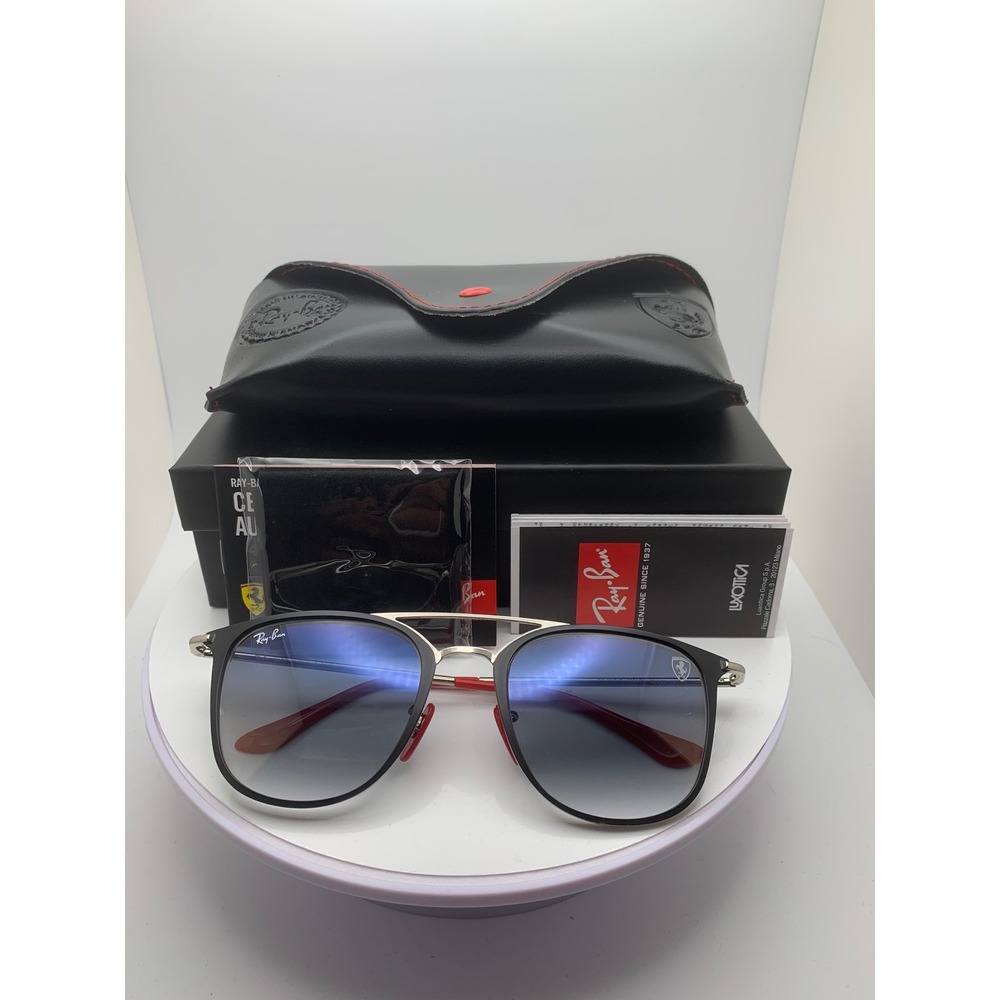 Ray-Ban Scuderia Ferrari RB3601M Sunglasses Silver Black Blue Gradient Lens